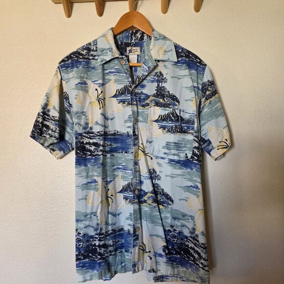 Vintage Cherokee Waikiki Wear Hawaiian Aloha Shirt Men’s Small Blue Floral - Picture 6 of 11